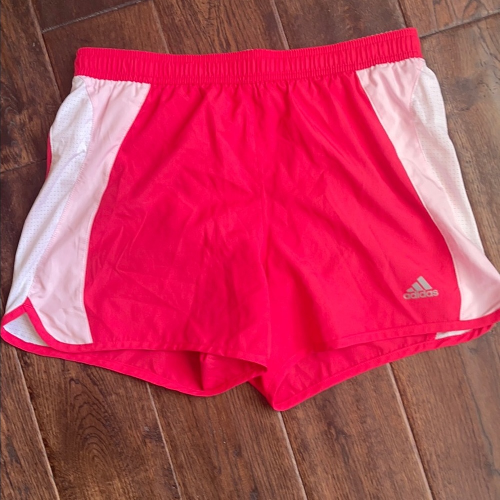 Adidas pink and white running shorts Small